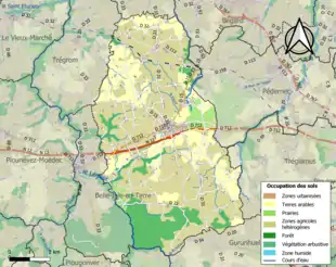 Carte en couleurs présentant l'occupation des sols.