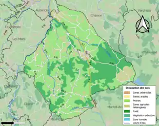 Carte en couleurs présentant l'occupation des sols.