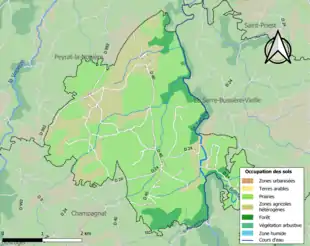 Carte en couleurs présentant l'occupation des sols.