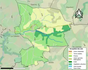 Carte en couleurs présentant l'occupation des sols.