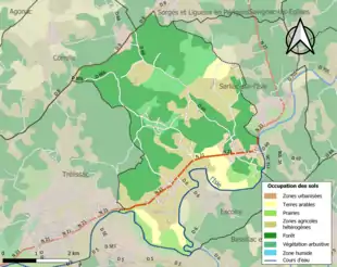 Carte en couleurs présentant l'occupation des sols.