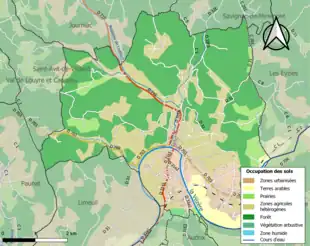 Carte en couleurs présentant l'occupation des sols.