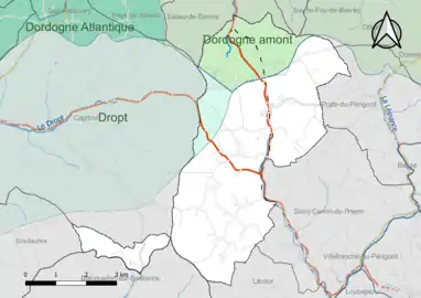 Carte en couleur présentant le(s) SAGE couvrant le territoire communal