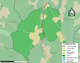 Carte en couleurs présentant l'occupation des sols.