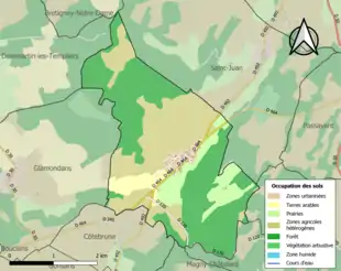 Carte en couleurs présentant l'occupation des sols.