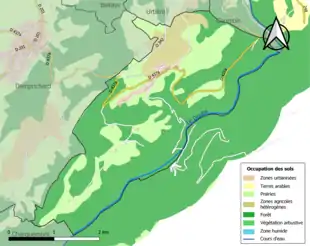 Carte en couleurs présentant l'occupation des sols.