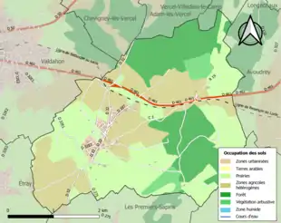Carte en couleurs présentant l'occupation des sols.