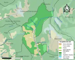 Carte en couleurs présentant l'occupation des sols.