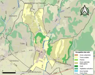 Carte en couleurs présentant l'occupation des sols.