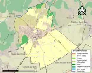 Carte en couleurs présentant l'occupation des sols.