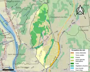 Carte en couleurs présentant l'occupation des sols.