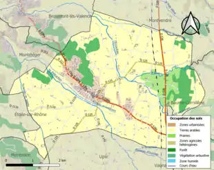 Carte en couleurs présentant l'occupation des sols.