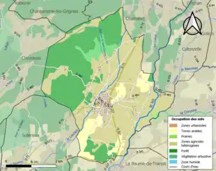 Carte en couleurs présentant l'occupation des sols.