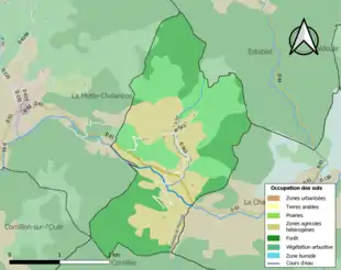 Carte en couleurs présentant l'occupation des sols.