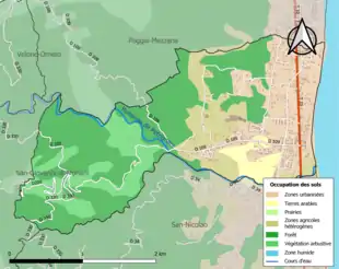 Carte en couleurs présentant l'occupation des sols.