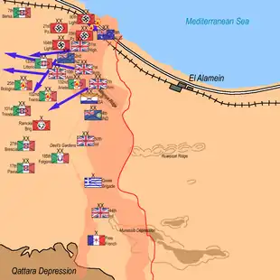 Ultime offensive britannique, on voit que la division Ariete est tournée au sud et donc encerclée. Les autres troupes arrivent à progresser sauf les Australiens