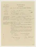 Papier administratif de la Légion d'honneur écrit à l'encre.