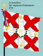 Drapeau du 2e bataillon du 52e régiment d'infanterie de ligne de 1791 à 1793.