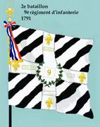 Drapeau du 2e bataillon du 9e régiment d'infanterie de ligne de 1791 à 1793