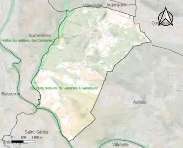 Carte des ZNIEFF de type 1 sur la commune.