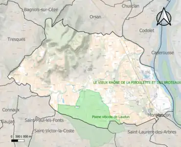 Carte de la ZNIEFF de type 1 sur la commune.