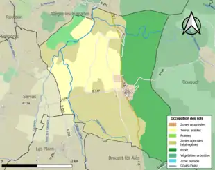 Carte en couleurs présentant l'occupation des sols.
