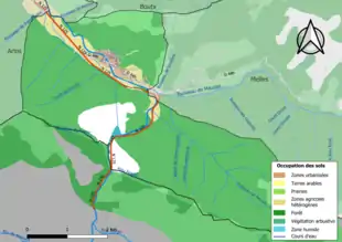 Carte en couleurs présentant l'occupation des sols.