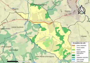 Carte en couleurs présentant l'occupation des sols.