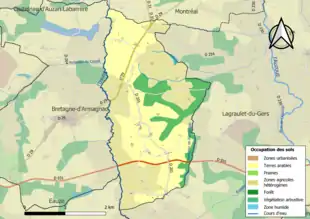 Carte en couleurs présentant l'occupation des sols.