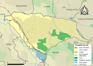 Carte en couleurs présentant l'occupation des sols.