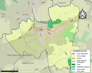 Carte en couleurs présentant l'occupation des sols.