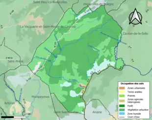 Carte en couleurs présentant l'occupation des sols.