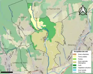 Carte en couleurs présentant l'occupation des sols.