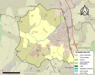 Carte en couleurs présentant l'occupation des sols.
