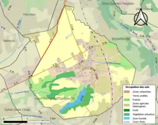 Carte en couleurs présentant l'occupation des sols.