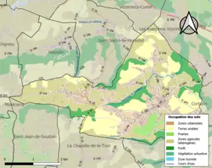 Carte en couleurs présentant l'occupation des sols.