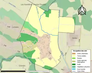Carte en couleurs présentant l'occupation des sols.