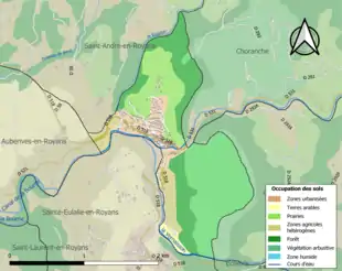 Carte en couleurs présentant l'occupation des sols.