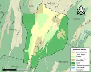 Carte en couleurs présentant l'occupation des sols.