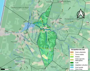Carte en couleurs présentant l'occupation des sols.