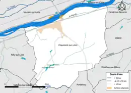 Carte en couleur présentantle réseau hydrographique de la commune