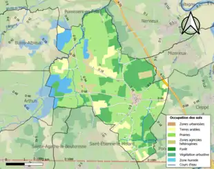 Carte en couleurs présentant l'occupation des sols.