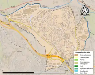 Carte en couleurs présentant l'occupation des sols.