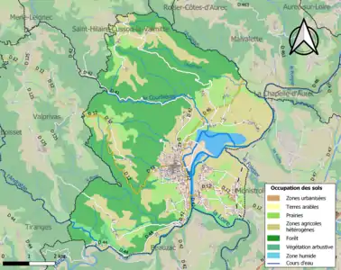 Carte en couleurs des infrastructures et de l'occupation des sols de la commune.
