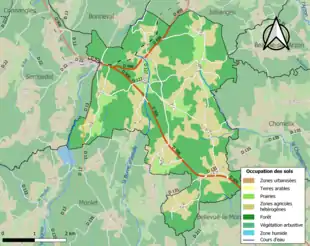 Carte en couleurs présentant l'occupation des sols.