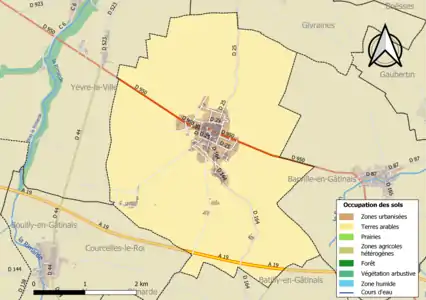 Carte des infrastructures et de l'occupation des sols de la commune en 2018 (CLC).