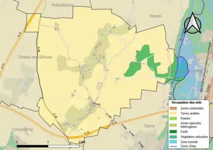 Carte des infrastructures et de l'occupation des sols de la commune en 2018 (CLC).