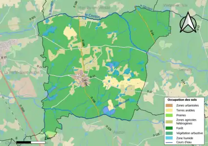 Carte des infrastructures et de l'occupation des sols de la commune en 2018 (CLC).