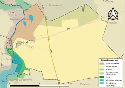 Carte des infrastructures et de l'occupation des sols de la commune en 2018 (CLC).