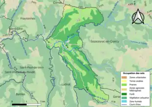 Carte en couleurs présentant l'occupation des sols.